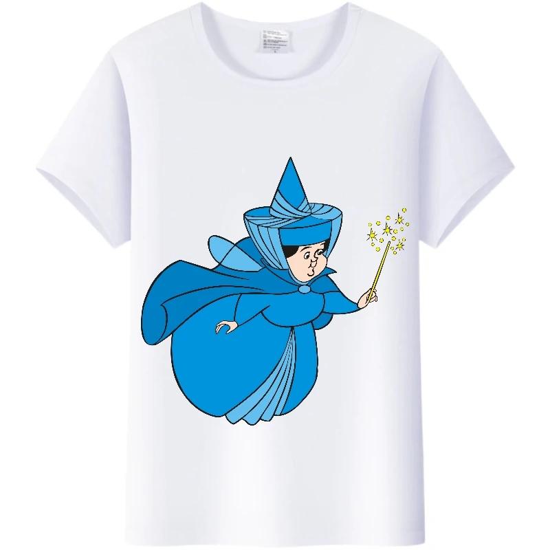 Vintage Cartoon Sleeping Beauty Summer Tee Villains Maleficent Tops White T-Shirts 90S Clothes Gothic Blouse Unisex