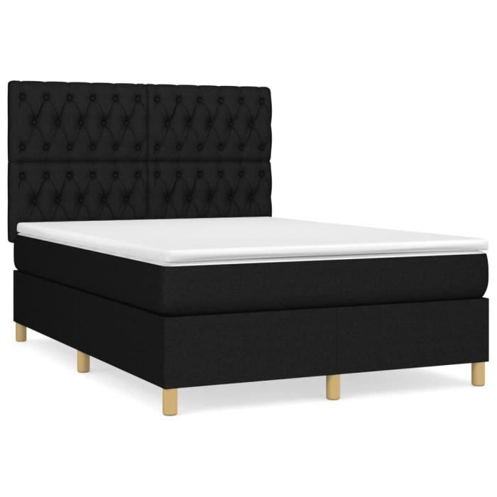 VidaXL Divan Bed with Mattress Black 140x200 Cm Fabric - Model 3142579