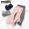 Леггинсы для девочек, детские весенне-осенние тонкие банты с жемчужными цветами, корейские укороченные брюки, эластичные брюки, детская верхняя и внутренняя одежда