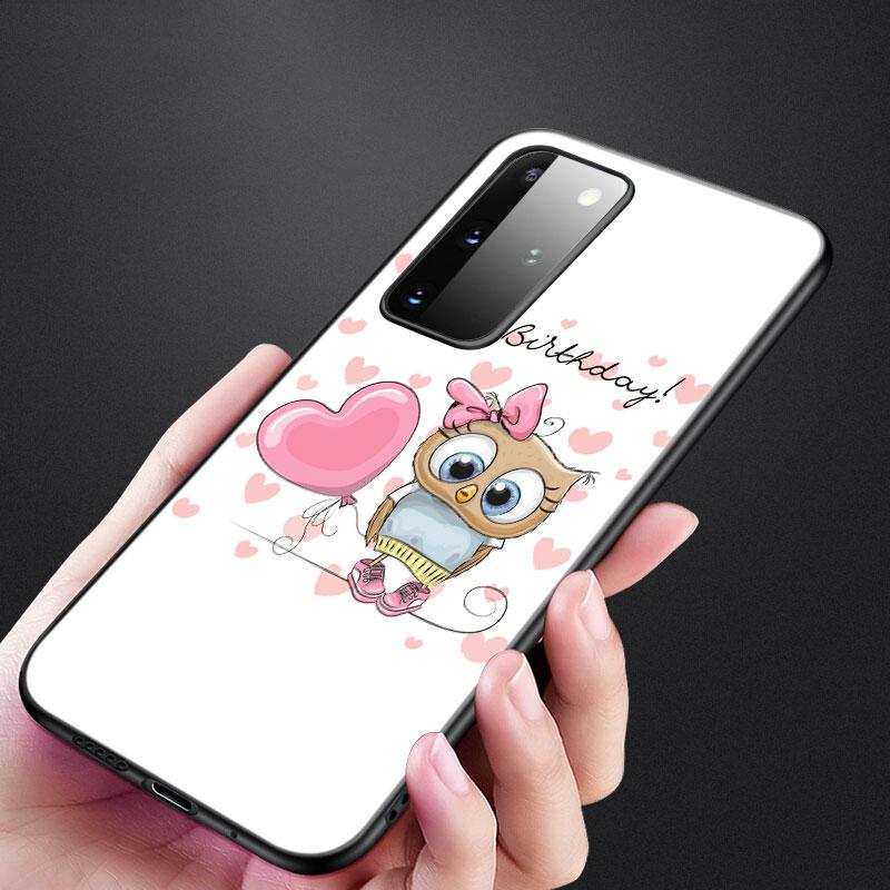 Cartoon Owl Cute Owls Phone Case For Samsung Galaxy S20 S21 FE S10 Lite Note 20 10 Lite S8 S9 S10E S10 Plus Ultra Black Cover