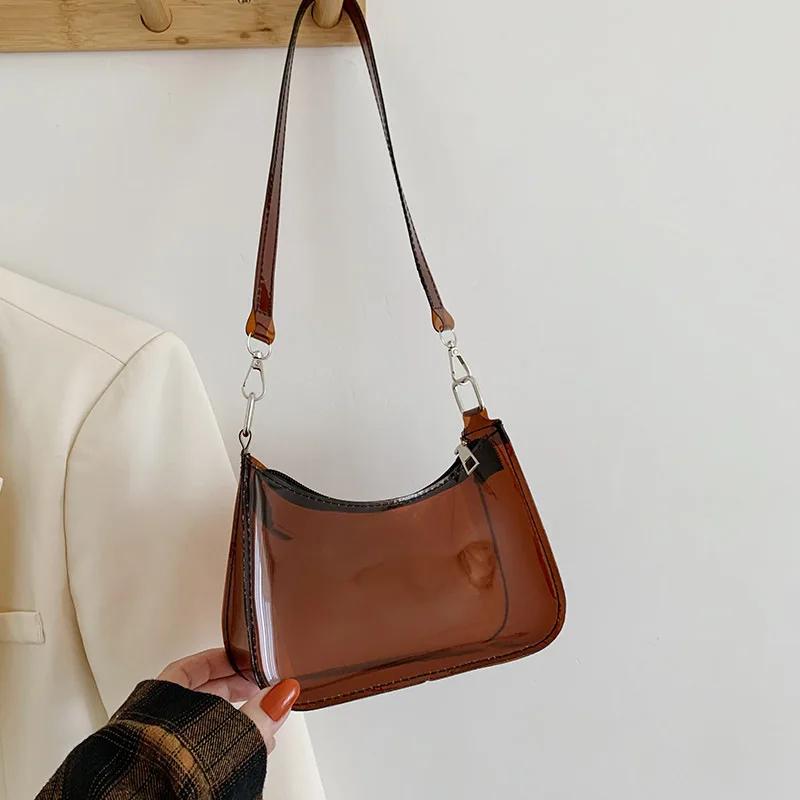 Прозрачная винтажная сумка через плечо для женщин, модная мини-сумка через плечо из ПВХ-желе, сумка через плечо