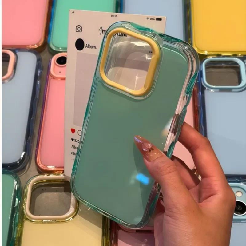 Роскошный противоударный чехол-желе для iPhone 17 Pro 16 15 14 13 12 11 Pro Max Мягкий бампер в контрастных цветах Броня Эстетичная крышка для телефона