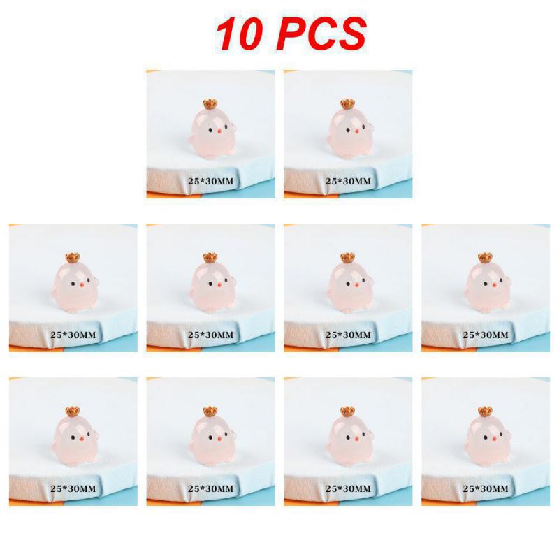1~10PCS Luminous Mini Resin Pig Car Dashboard Toys Dolls Glowing Figures Home Garden Decoration Cartoon Color Chick Car