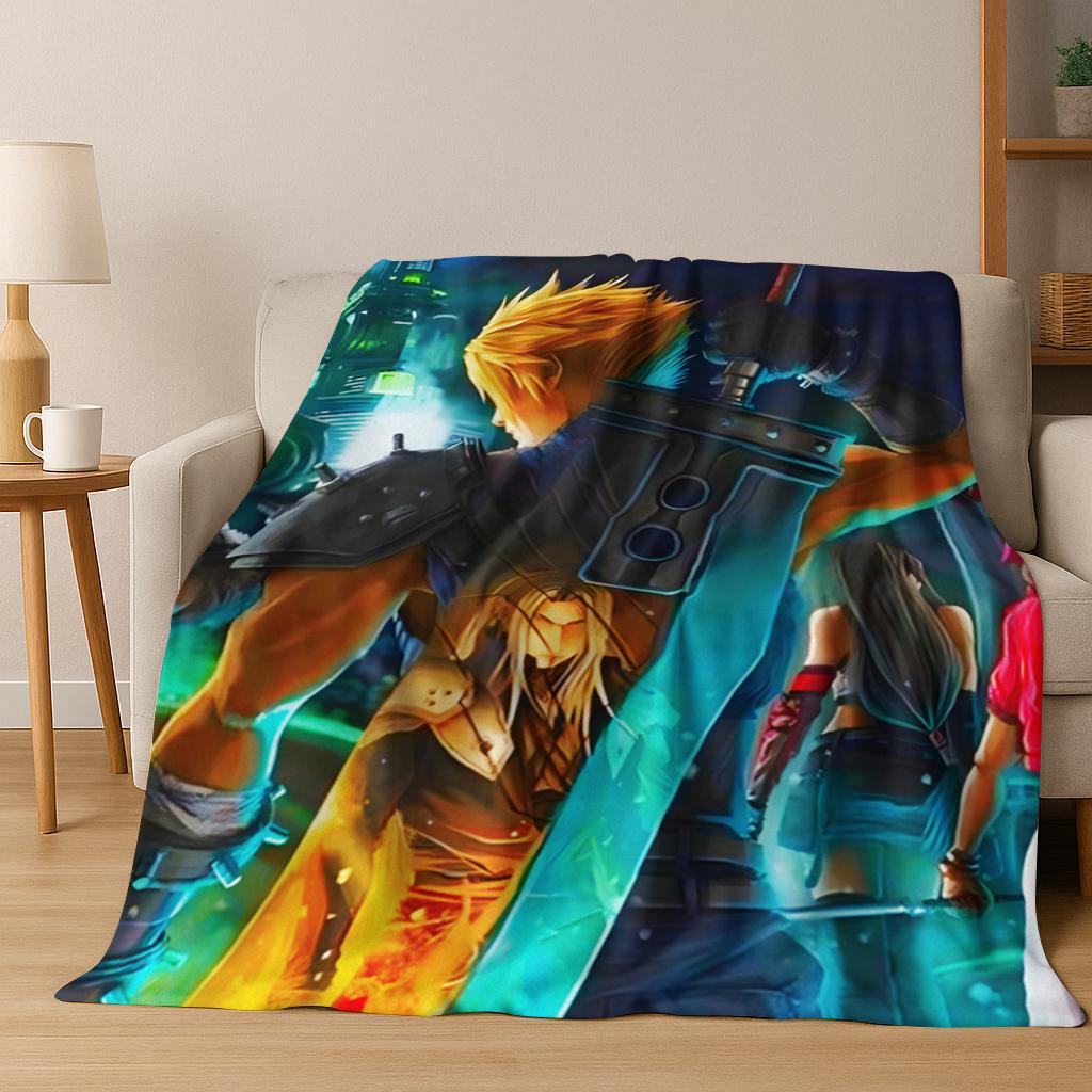 Мультяшное фланелевое одеяло Final Fantasy Сефирот Клауд Тифа, теплое и уютное мягкое покрывало для дома, спальни, кровати, дивана, ребенка