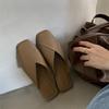 Large Baotou Half Slippers Women's Summer Square Head Flat Sandals Muller Shoes