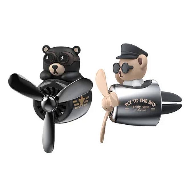 Car Air Freshener Car Perfume Diffuser Clip Bear Pilot Rotating Propeller Outlet Fragrance Magnetic Design Car Auto Accessories