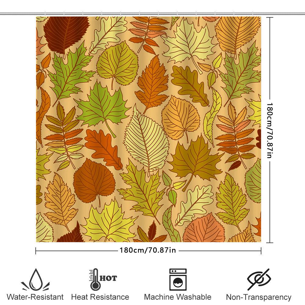 Fall Leaves Shower Curtain 3D Printed Fabric Shower Curtain For Bathroom Decor In Green Yellow Orange Brown Red Leaf Pattern Siz