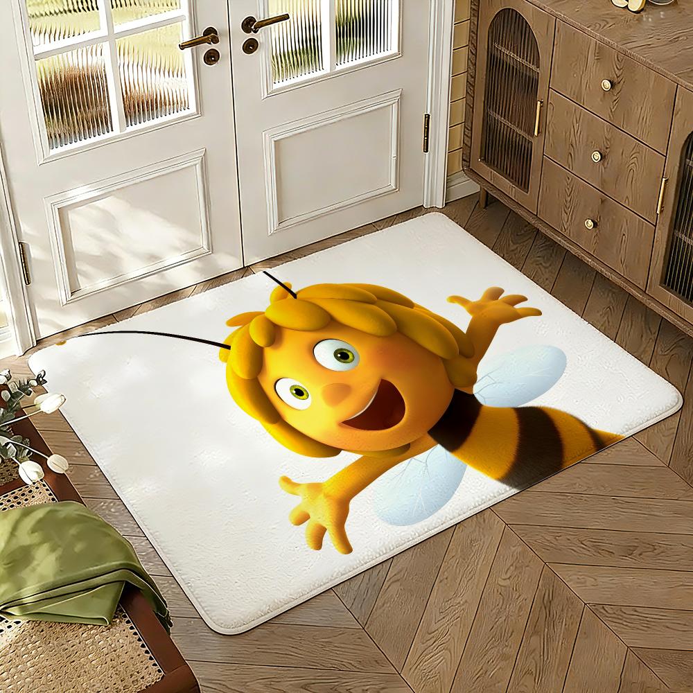 Maya the Bee Floor Mat Soft Thickened Absorbent Non-Slip Bedroom Living Room Door Mat Home Decor Flannel Rugs