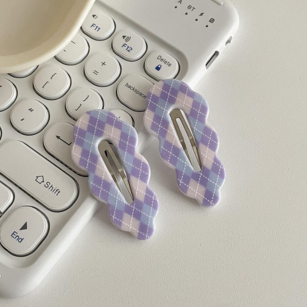 Zinc Zinc Alloy Cloud Hair Clip Candy Color Korean Style Hairpin Sweet Plaid Hair Clip  Party