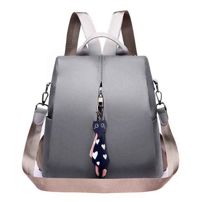 Yogodlns Oxford Backpack For Teenager Girls School Bags Solid Black Back Pack Women Youth Daily Bagpack Mochila Cartoon Cat Pendant