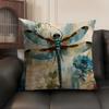 Dragonfly Art Cushion Cover Linen Organic Fabric DoubleSided Printing Sofa Breathable Home Decor Gift Pillow Case