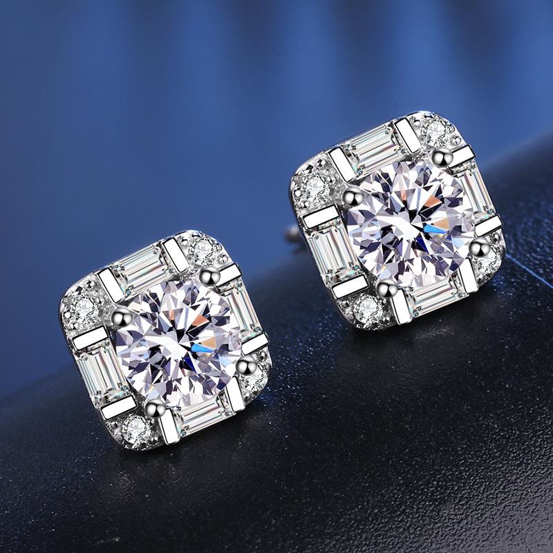 Серьги-гвоздики из серебра S925 5 мм, геометрические квадраты, мини, элегантные, модные, мозанит, D VVS1, изысканные украшения