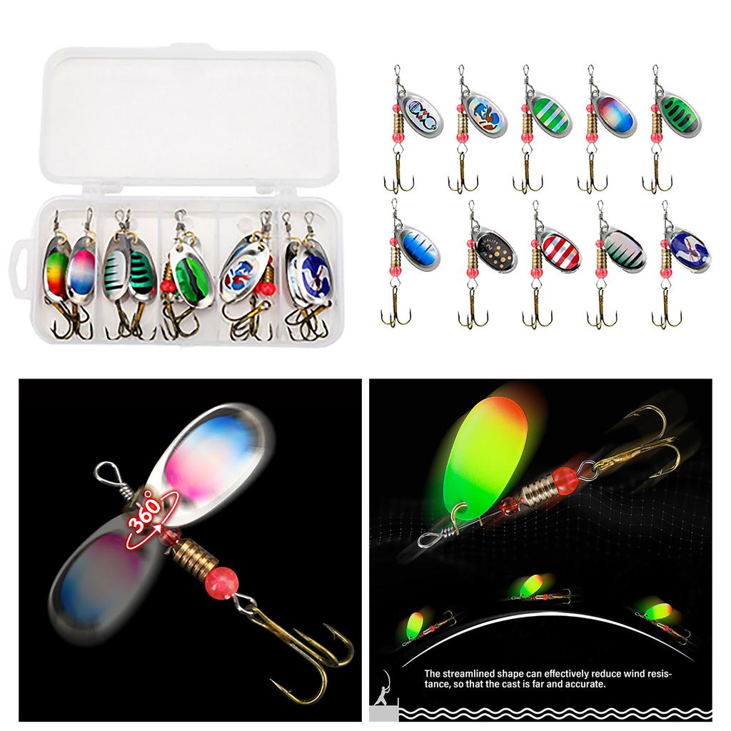 Набор из 10 шт. блесен для ловли форели с тройным крючком, блесна для форели, жесткие металлические приманки, рыболовные вертушки, жесткие приманки, крэнкбейты