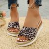 2025 новые женские тапочки большого размера с круглым носком и леопардовым принтом, с бантом, на толстой подошве, с наклонным каблуком, классные тапочки