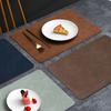 1pc Square Cowhide Patterned PU Leather Placemat Double-layer Front and Back Dual Color Household Hotel Dining Table Decor Mat