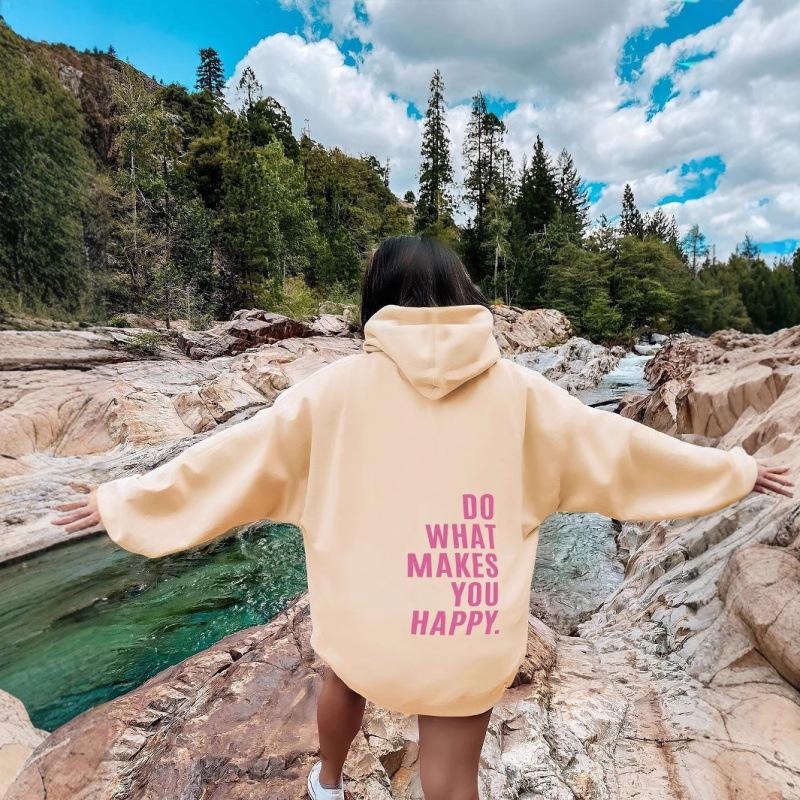 Women's Fleece-Lined Hoodie with Kangaroo Pocket, Lettering, and Abstract Color Block Design, 2025