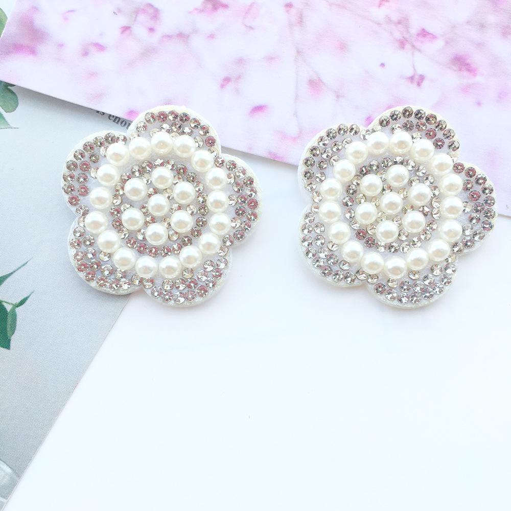 100pcs a Packet Cute White Pearl Diamond Flatback Stickers Festive Flatback Pearl Beads Kids Hair Accessories Decor