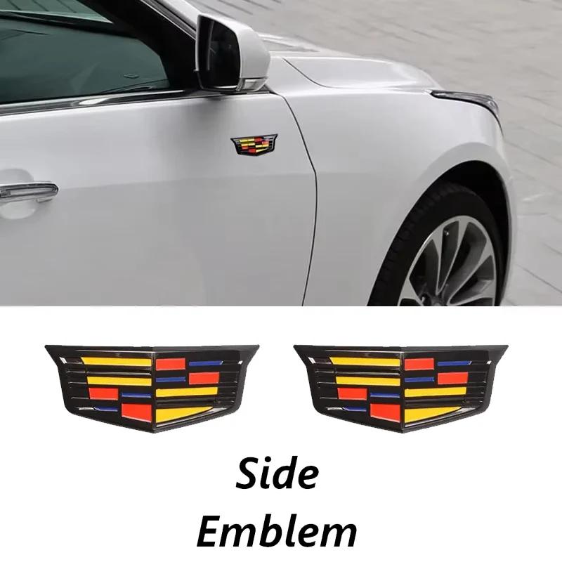 Для Cadillac CT4 ABS 3D Эмблемы на передний капот автомобиля Знак Логотип на задний багажник Значок на крыло Кольца на ступицы Наклейки Автоаксессуары