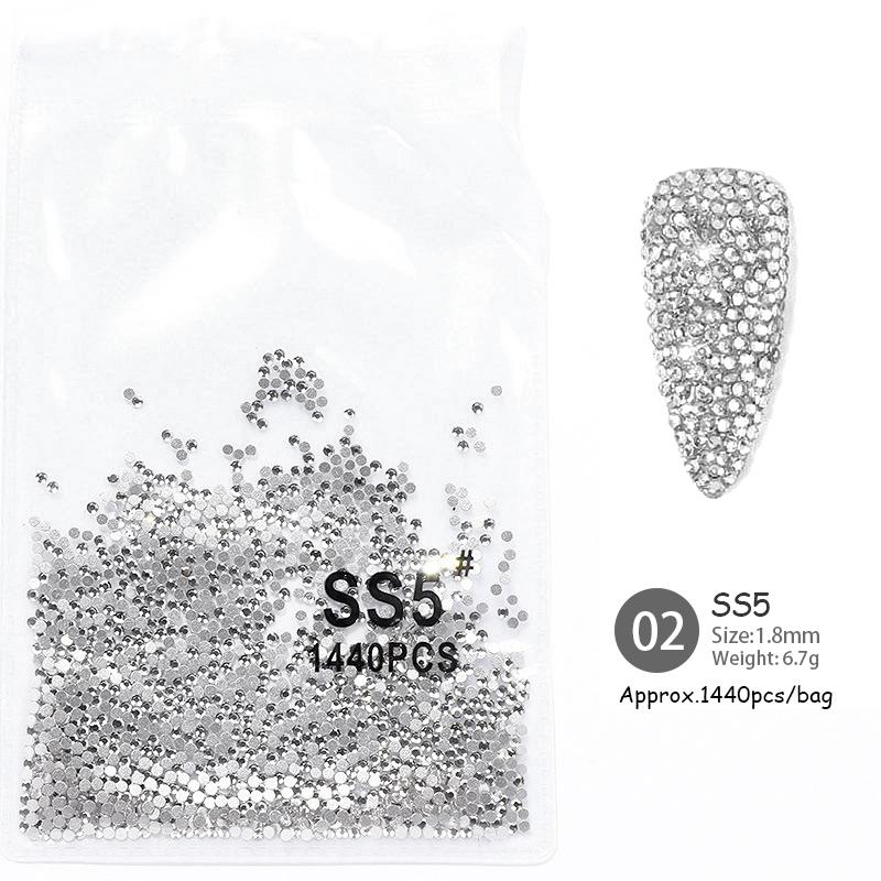 1440PCS Multi-size Crystal Nail Rhinestones Flat Bottom Clear Jewel Gems DIY Nail Art Decorations Strass Stones