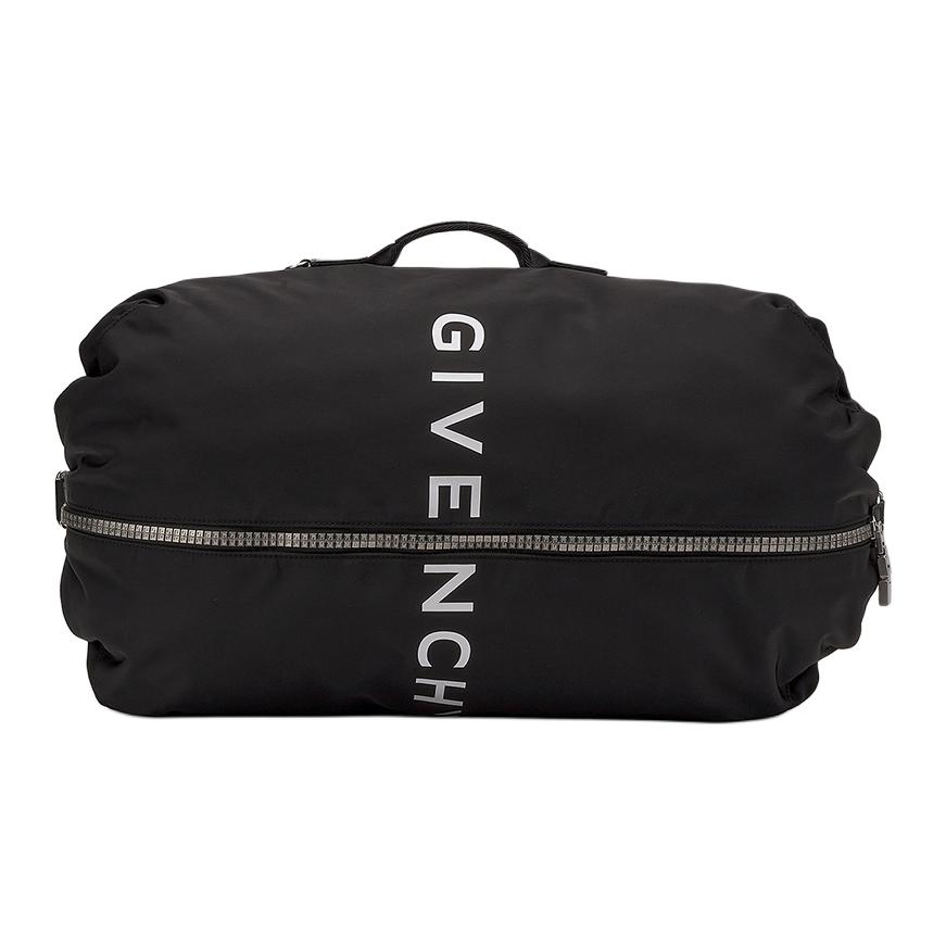 Givenchy Рюкзак мужской большой с принтом логотипа 4G, на молнии, с регулируемым холщовым плечевым ремнем, из нейлоновой ткани, цвет черный BK50A8K1JE-001