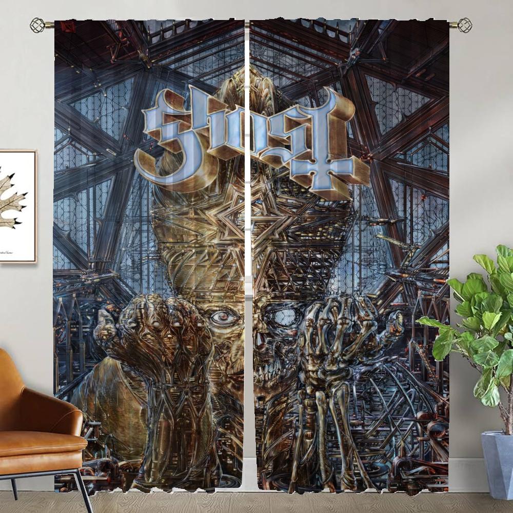 Ghosts Band Curtains Child Room Halloween Decoration Tulle for Bedroom Living Room Curtain Home Interior Curtains 2 Pieces Panel