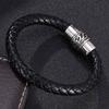 Leather Bracelet Of Men Charm Stainless Steel Clasp Hand Bracelet For Male Bangles Wrist Band