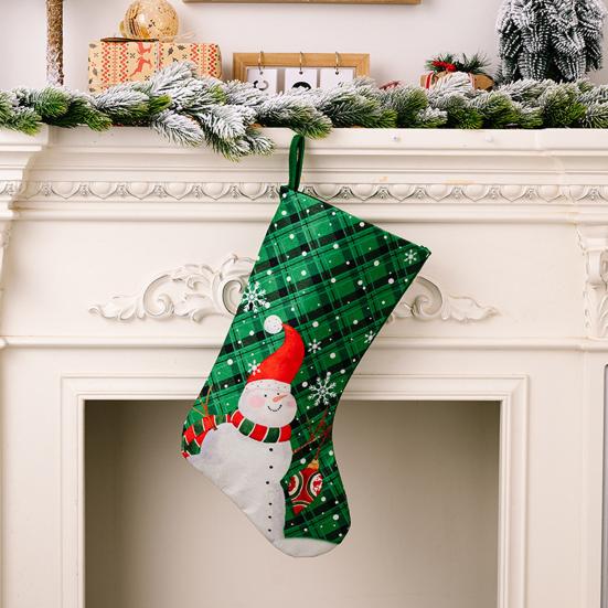 Рождественский чулок 18" Большой Каминные Подвесные Носки с Рисунком Санты Снеговика Рождественские Конфетные Мешки для Праздничного Украшения Стены Дерева