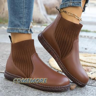 Повседневная обувь для женщин, нескользящие водонепроницаемые ботинки, женская мода, для работы на открытом воздухе, без застежек, черные, удобные, на платформе, большие размеры 40 41