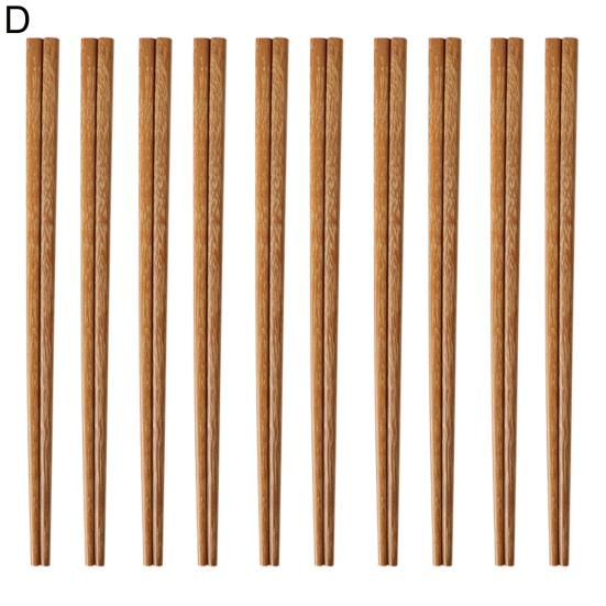 10 пар палочек для еды, нескользящие, устойчивые к высоким температурам, из натурального дерева, китайские японские палочки для еды, кухонный гаджет