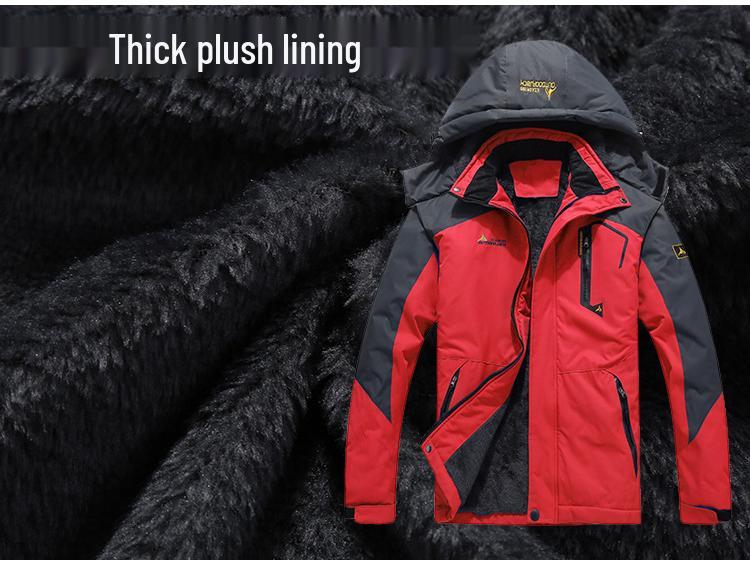 Унисекс зимняя куртка для катания на лыжах и езды на велосипеде большого размера с флисовой подкладкой и плотным хлопковым наполнителем
