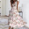 Женская мода лето маленький цветочный V-образный вырез без рукавов туника повседневные платья
