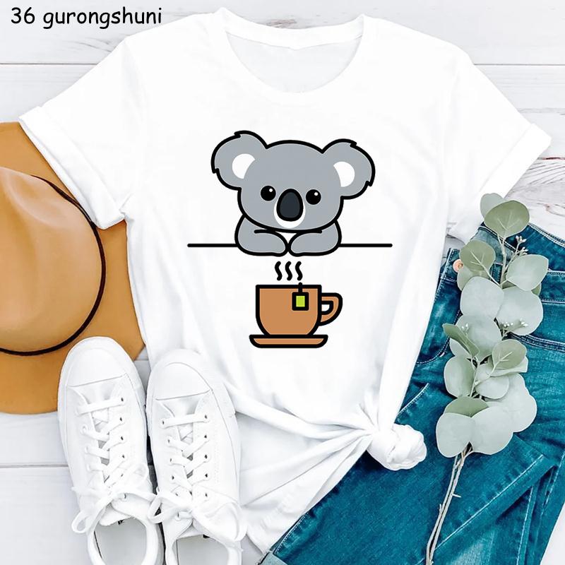 Just A Girl Who Love Koala Graphic Print Tshirt Unisexs Clothing White Funny Tshirt Femme Harajuku Kawaii Clothes Summer Tops