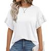 Женская летняя футболка с коротким рукавом-рюшем, с круглым вырезом, однотонная, пуловер, топ