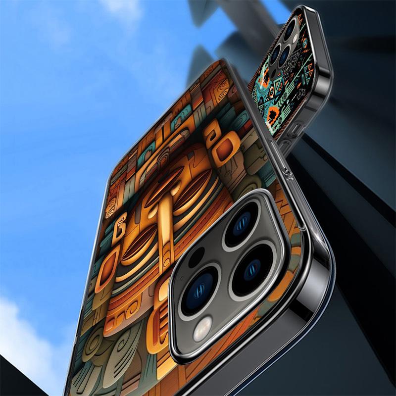 Mayan Stone Totem Pole Phone Case For iPhone 17 Air 16 15 Plus 11 14 Pro Max 13 Mini 12 7 8 + SE Pattern Art Customized Cover 17