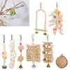 8 Packs Bird Parrots Hanging Swing Cage Toys Natural Wood Bird Climbing Chewing Toy Set