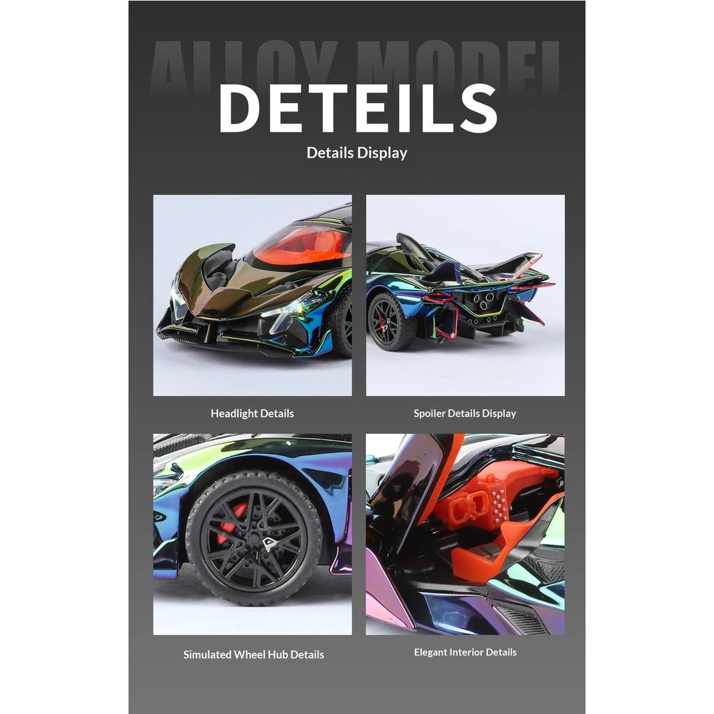 Симуляция 1/32 Apollo EVO Гальванизированная Сплавная Модель Автомобиля Разноцветные Спортивные Автомобили Украшения Звук и Свет Оттяжка Детские Игрушки