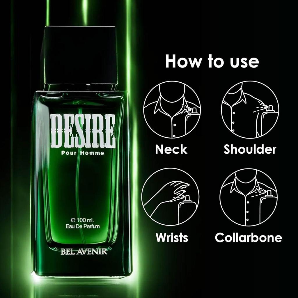 Bel Avenir Desire Long Lasting Perfume for Man | Everyday and Evening Fragrance | Gift for Husband, Boyfriend | Fresh & Aromatic Notes | Eau De Parfum