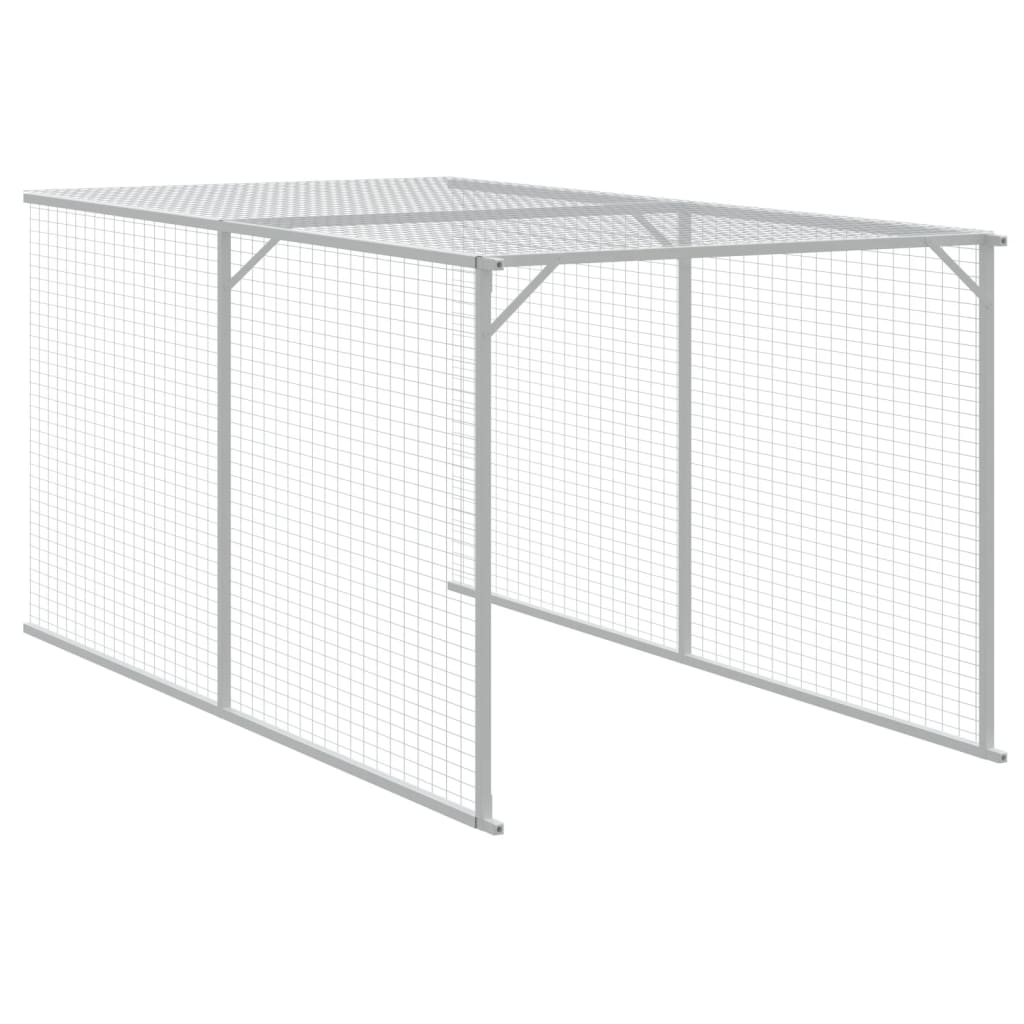 Chicken Coop with Run Light Grey 110 x 609 x 110 cm Galvanized Steel