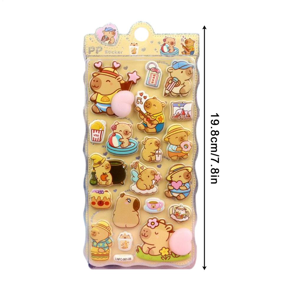 3D Stickers for Kids Funny Reusable Removable Toys Capybara Decals Kids Party Stickers for Toddler Children Birthday Classroom
