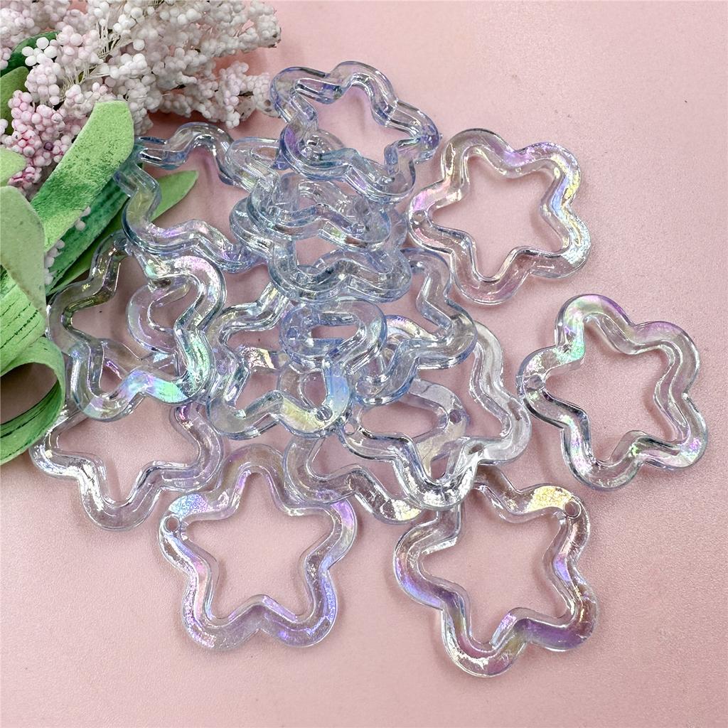 Бусины-пентаграммы, ожерелье «сделай сам», материал из бисера, 29,6 мм, ювелирные аксессуары, акрил, 20 шт., модные бусины со звездами, лазерные выдолбленные