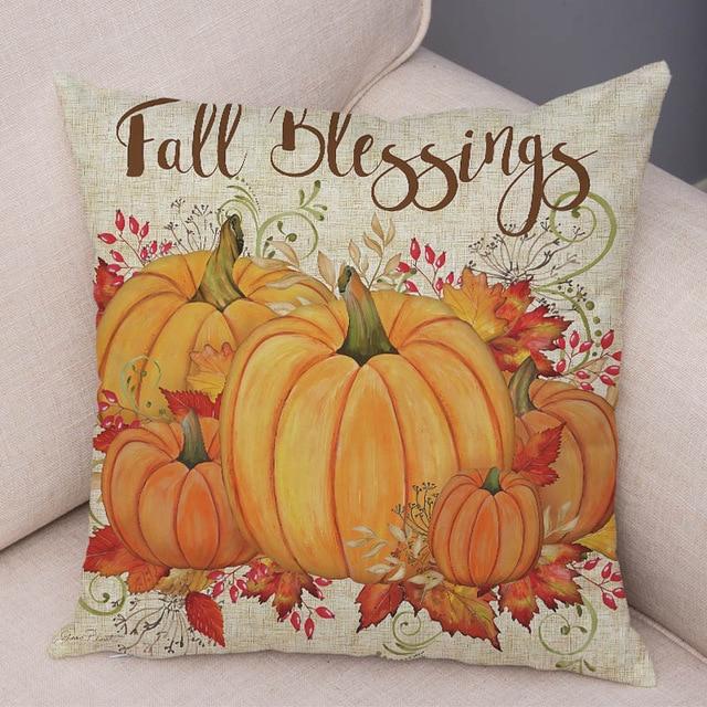 Color Watercolor Pumpkin Pillowcase Super Soft Polyester Decorative Plant Cactus Cushion Cover Suitable for Car Sofa Pillowcase