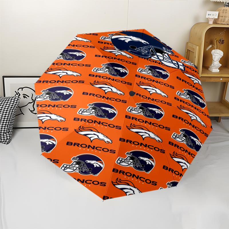 Автоматический зонт с принтом LOGO D-Denver Broncos, 8 спиц, железный каркас, пластиковая ручка, подходит для путешествий на открытом воздухе и на каждый день, идеальный подарок