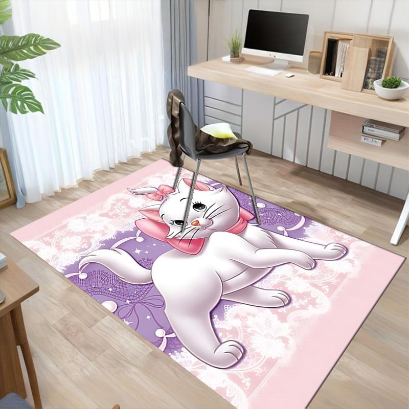Whimsical Cat Pink Bow Carpet For Playroom Bedroom Living Room Sofa Home Decorkids Game Area Rug Nonslip Floor Mat