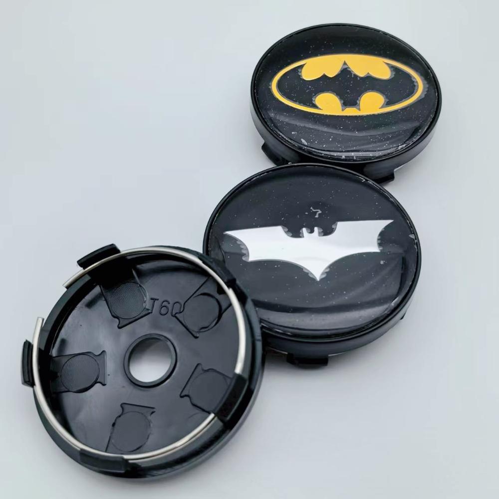 4pcs 60mm (I.D 56mm) Car Styling Bat Logo Badge Emblem Car Wheel Center Caps Rim Hub Cover Stickers Decoratio Auto Accessories