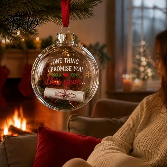 Decorative Fillable Ornaments Clear Acrylic Christmas Ball, DIY Transparent Ornament Ball for Xmas Tree, Hanging Holiday, Wedding, Party, Home