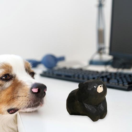 Yousheng 1/3 шт. деревянная резная фигурка медведя, ручная резьба по дереву, небольшая статуэтка животного, скульптура, украшение для домашнего офиса, рабочего стола, орнамент