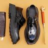 Повседневная кожаная обувь Мужская натуральная кожа Британский деловой костюм Монки с пряжкой Туфли на платформе с увеличенным голенищем