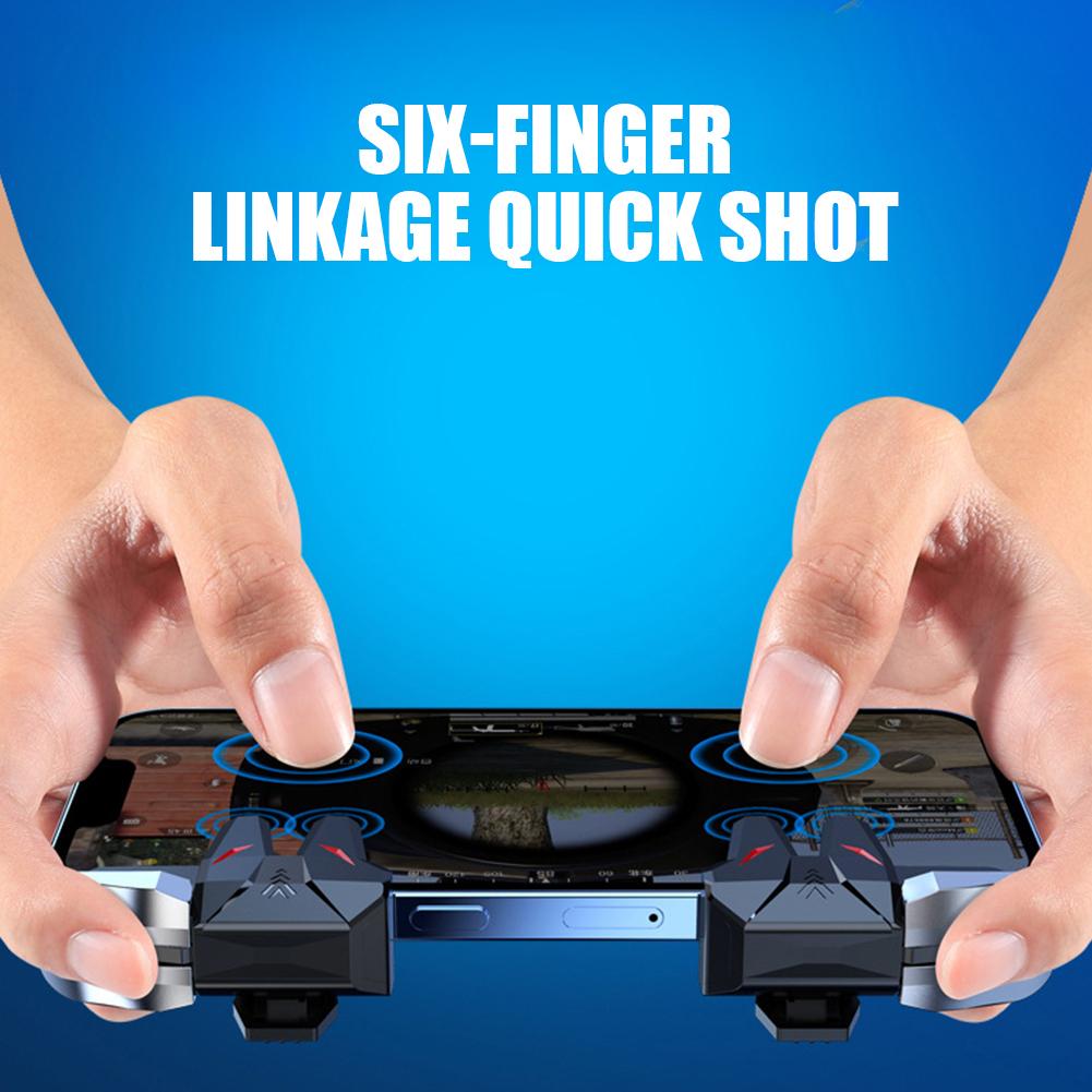 1 Pair S1 6-finger Chicken-eating Joystick Aim Mechanical Key-assisted Button Mobile Phone Gaming Accessorie