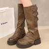 Модные женские высокие сапоги на платформе, зимние дизайнерские кожаные туфли челси для женщин, тренд 2024 года, зимние сапоги для ходьбы, Mujer Zapatos