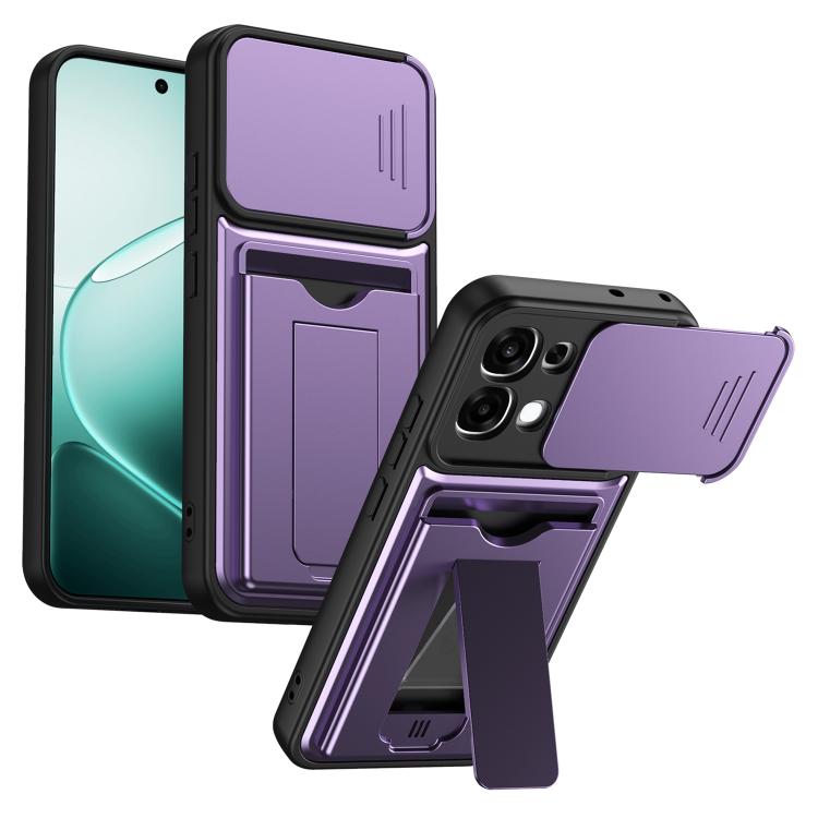 Card‑Holder‑Series Sliding‑Lens‑Cover PC Hybrid TPU Shockproof Phone Case For OPPO Reno15 Pro Max 5G Global